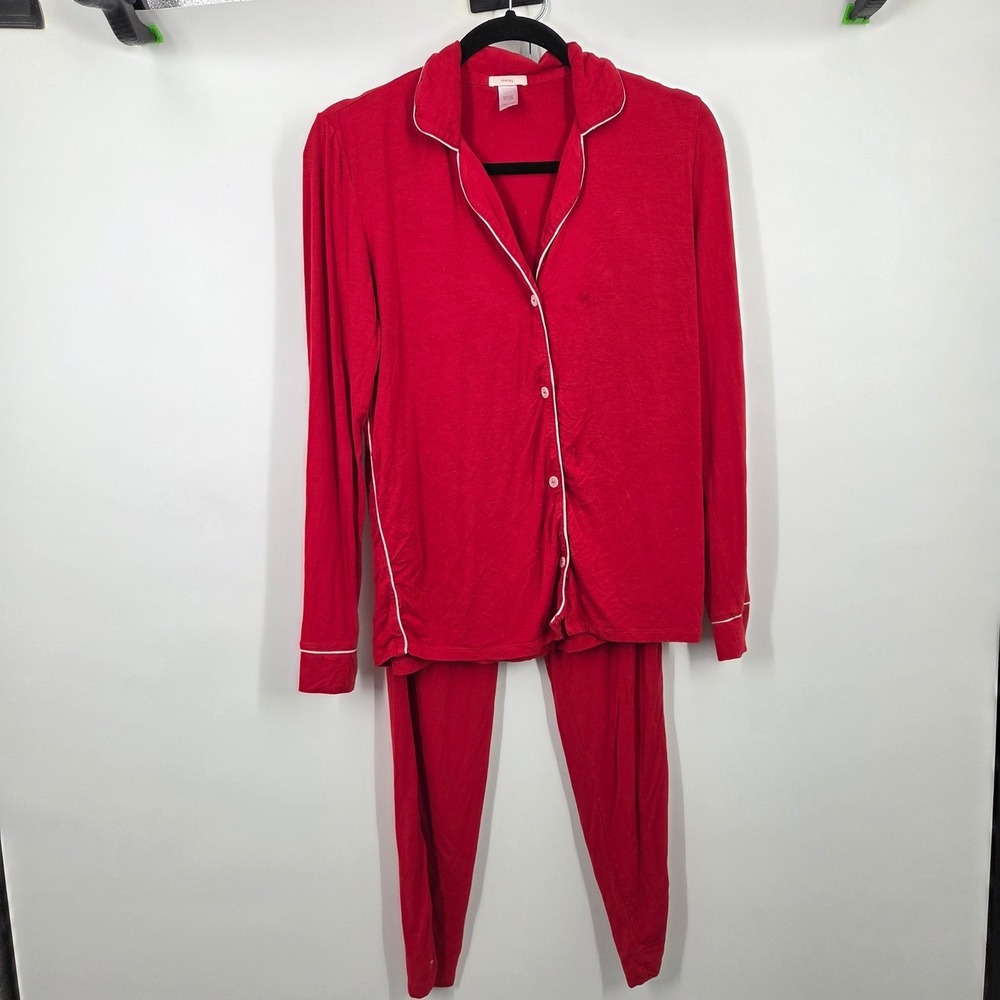 Eberjey XS Red Giesle TENCEL Lounge Long Sleeve Pajama Set